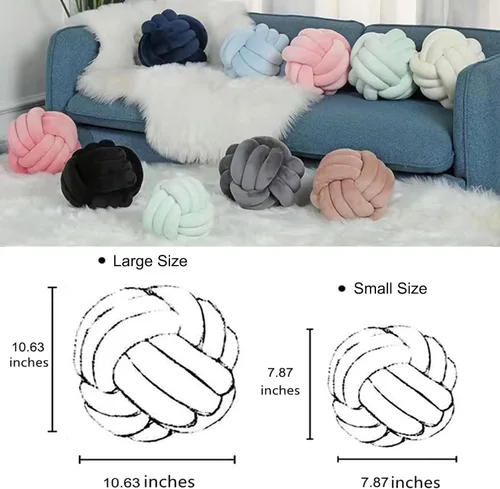 Miniatura 3 de Almohada de nudo, almohada redonda de nudo suave, almohada decorativa hecha a mano, cojín de nudo para automóvil, cama, sofá, sillón, sillón, Verde