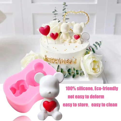 Miniatura 5 de Moldes de fondant para el día de San Valentín, moldes de fondant de boda, moldes de oso corazón, labios, rosa, caramelo, caramelo, molde de silicona