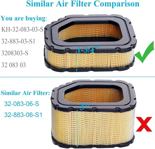 Miniatura 5 de KH-32-083-03-S Kit de Filtro de Aire, 3208303 Compatible con Kohler SV710 - SV740 Cub Cadet lt1045 lt1046 lt1050, Reemplaza 32 083 03 32-883-03-S1