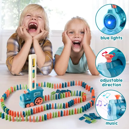 Miniatura 2 de Juego de 200 juguetes de tren de dominó, juego creativo de construcción y apilamiento automático para niños de más de 3 años, juguetes Montessori