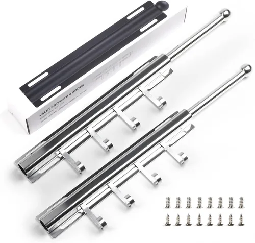 Miniatura 18 de BaiNong Barra de valet de 12 pulgadas para armarios Barra de valet extraíble para armario Deslizante en negro Barra de colgar extraíble para ropa