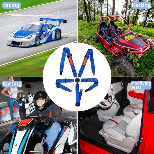 Miniatura 5 de Yakitoko Arnés de seguridad universal de 5 puntos, juego de 2 pulgadas, compatible con Go Kart, UTV, ATV, azul para carreras