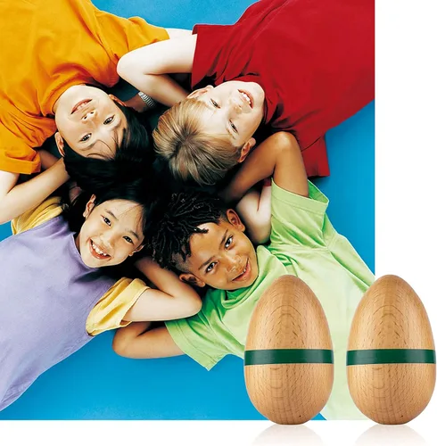 Miniatura 7 de Cocteleras de huevos de madera para adultos, instrumento de percusión de mano para educación musical, premios en el aula (natural grande)