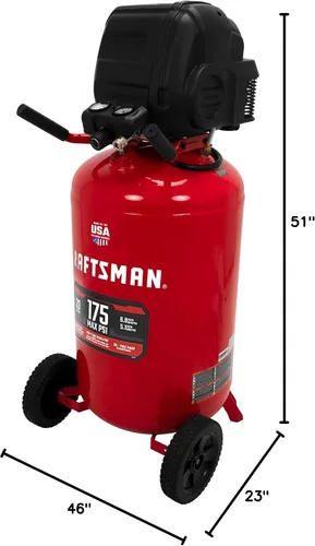 Miniatura 11 de CRAFTSMAN Compresor de aire de 33 galones, 175 PSI máximo, compresor de aire portátil, compresor de aire vertical para uso pesado, ideal