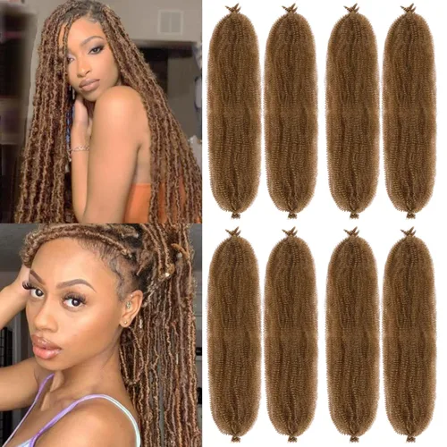 Miniatura 44 de Cabello Rizado Afro Elástico 8 Paquetes Cabello Trenzado Marley Twist Cabello Spring Twist Pre-Separado para Locs Falsos Cabello de Ganchillo Kinky