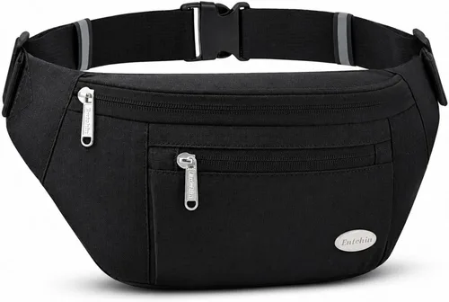 Entchin Riñonera para mujeres y hombres, bolsa cruzada con 4 bolsillos con cremallera, bolsa de cintura ajustable, uno de los regalos esenciales de