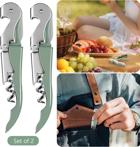 Miniatura 8 de HYZ Paquete de 2 Abridor de Vino Sacacorchos de Camarero, Llave de Vino Profesional para Servidores, Bartender con Cortador de Papel de Aluminio