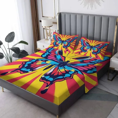 Miniatura 9 de Sábanas de mariposa tamaño California King – Sábanas de microfibra suave y bolsillo profundo, sábanas y fundas de almohada sin arrugas, 1 sábana