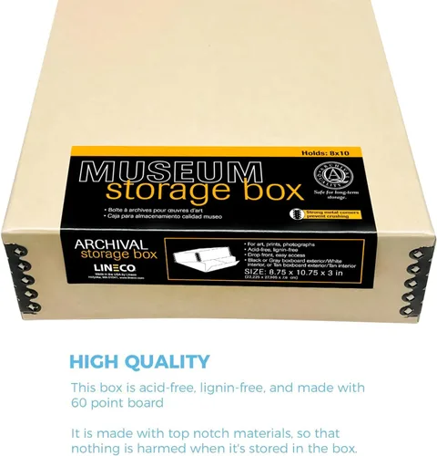 Miniatura 105 de Lineco Archival Caja de almacenamiento para impresión de 13x19 pulgadas, diseño frontal abatible, 13 1/2 x 19 1/2 x 3 pulgadas, color exterior: negro