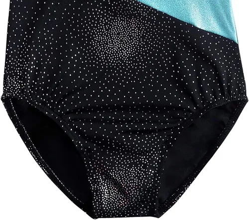 Miniatura 5 de Malla de ropa de baile de una pieza de material brillante sin mangas con breteles para niñas