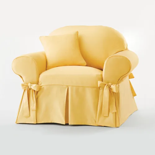 Montgomery Ward Solid Farmhouse Slipcovers - Furniture Cover, 100% Cotton, Living Room Décor, Chair, Goldenrod, up to 34" w