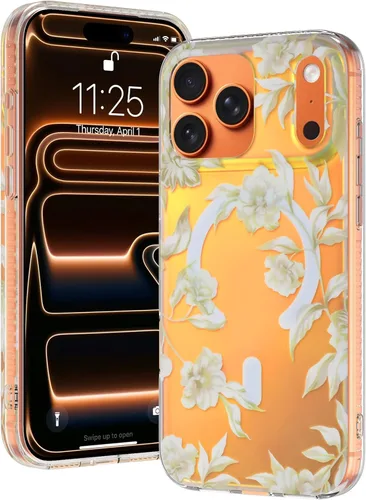Miniatura 31 de OOK Magnetic for iPhone 17 Case Clear Pretty Flower Girls Women [Not Yellowing][Screen Protector] [ MagSafe Compatible] with Full Camera Lens