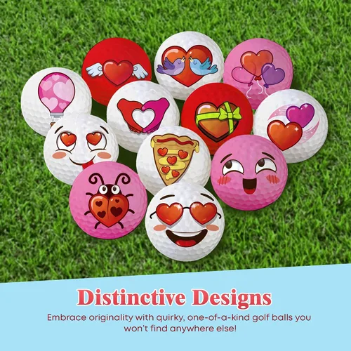 Miniatura 3 de Oji Moji - Juego de pelotas de golf Emoticon Love Series, regalo del día de San Valentín, paquete de 12 regalos novedosos, regalo de golf
