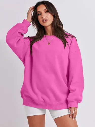Miniatura 5 de ANRABESS Sudadera de gran tamaño para mujer, de forro polar, manga larga, cuello redondo, informal, para otoño 2023, ropa de moda