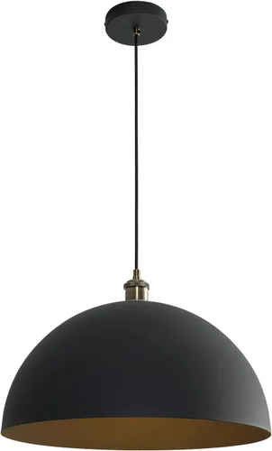 Lámpara Colgante Vintage Negra de 17.72'' Lámpara Colgante Retro Estilo Granja de Cúpula Grande Candelabro Industrial Moderno con Cable de 78.74''