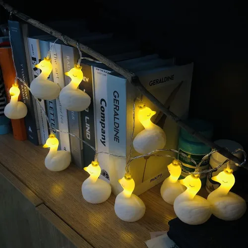 Miniatura 5 de Encantadora cadena de luces de cisne con forma de cisne, luz de noche, funciona con pilas, para fiesta, niños, dormitorio, cumpleaños, decoración