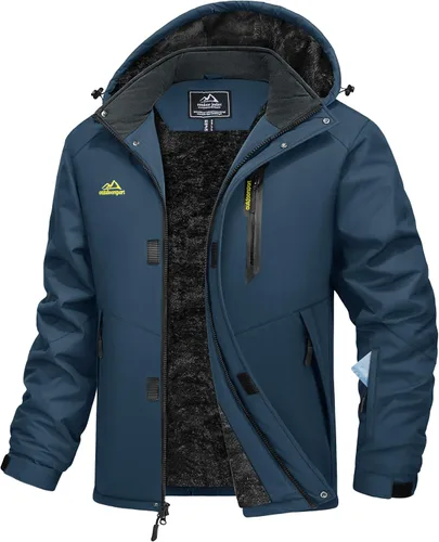 Miniatura 7 de MAGCOMSEN Chaqueta de invierno para hombre, chaqueta impermeable de esquí, nieve, abrigo de snowboard cálido con múltiples bolsillos