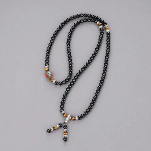 Miniatura 10 de COAI Pulsera de piedra obsidiana negra Collar Mala Beads 108