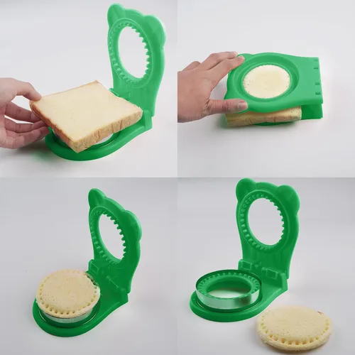 Miniatura 4 de Cortador de sándwich verde – perfecto para sándwiches, galletas y creaciones de bricolaje, cortador y sellador de sándwiches, desoxidante de pan sin