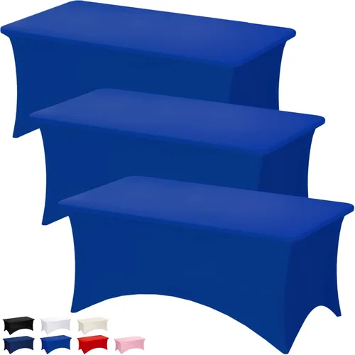 Miniatura 60 de Fixwal Paquete de 3 Manteles Negros para Mesas Rectangulares de 6 Pies, Manteles Rectangulares Elásticos de Spandex Ajustables de 6 Pies