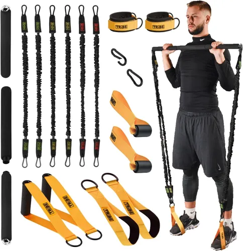 Miniatura 10 de Tube Resistance Bands for Working Out Men and Women - 180lb Exercise Bands Set with Handles, Resistance Band Bar, Ankle Straps, Foot Straps, Door