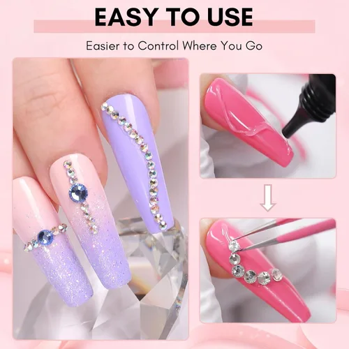 Miniatura 3 de Makartt Pegamento de diamantes de imitación para uñas, pegamento de uñas de gel súper fuerte para diamantes de imitación, dijes y gemas de diseño