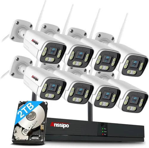 Miniatura 9 de Sistema de cámara de seguridad inalámbrica 4K, cámara WiFi enchufable de 8 piezas para interiores y exteriores, advertencia dual, audio de 2 vías
