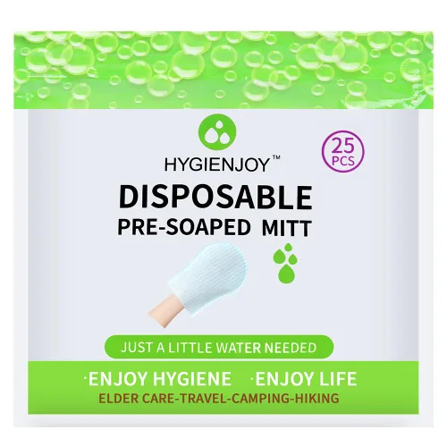 HYGIENJOY - Toallitas de baño sin enjuague (25 unidades), desechables sin enjuague corporal, más cómodas de usar, toallitas de ducha con manoplas,