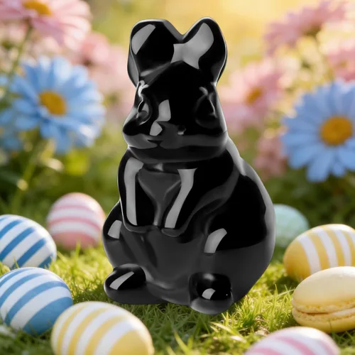 Miniatura 13 de QINJIEJIE Decoración de Pascua de 2 pulgadas, estatua de conejo de amatista, cristales de conejo, piedras curativas, piedras preciosas naturales