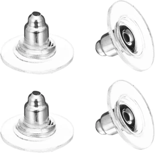 Miniatura 4 de DSOMHZ Parte trasera de aretes para orejas caídas/tachuelas/aretes pesados, 100 piezas de levantadores de aretes de bala (plata y oro)
