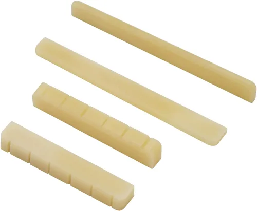 Miwayer Puente de guitarra clásica hueso sin blanquear 6 cuerdas sillín y tuerca hecho de hueso natural real (puentes clásicos, 2 pares)