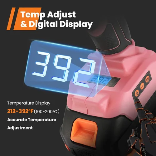 Miniatura 2 de Pistola de pegamento de tamaño completo inalámbrica, GoGonova 20V con ajuste de temperatura, pantalla LCD digital, calentamiento rápido, precisión