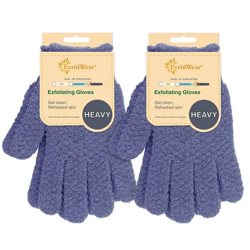 Miniatura 6 de Evridwear - Guantes exfoliantes de baño de doble textura para ducha, spa, masaje y exfoliantes corporales, elimina las células muertas de la piel