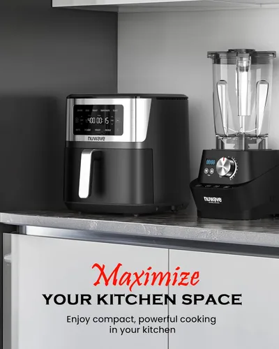 Miniatura 8 de Nuwave Brio Plus - Freidora de aire 6 en 1, gran capacidad de 7 cuartos de galón, control preciso de temperatura de 50 °F a 400 °F, antiadherente