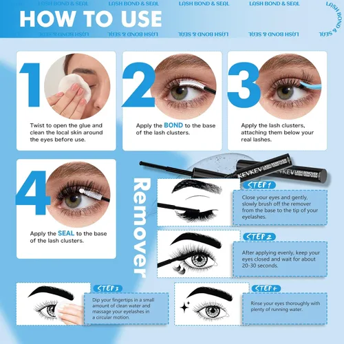 Miniatura 6 de Lash Cluster Glue Lash Remover For Lash Extensions 3 In 1 Kit Strong Hold Clear Bond and Seal Lash Glue Gentle Quick Removal Lash Cluster Remover