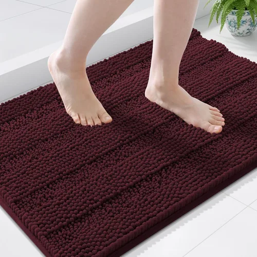Miniatura 111 de Grandaily Alfombras de baño de felpilla a rayas de 24 x 16 pulgadas, extra gruesas y suaves, absorbentes, parte trasera de goma, alfombra de ducha