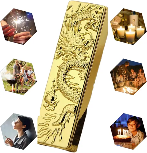Miniatura 2 de Encendedores de butano de metal fresco, recargables y ajustables, a prueba de viento, para hombres (sin gas) (dorado pequeño)