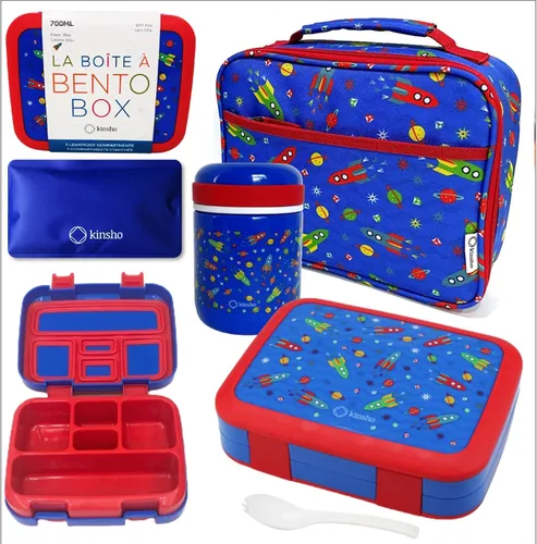 Miniatura 12 de Caja Bento con Térmico, Tarro de Comida de Acero Inoxidable para Comida Caliente-Fría o Sopa, Bolsa de Almuerzo Aislada y Set de Paquete de Hielo