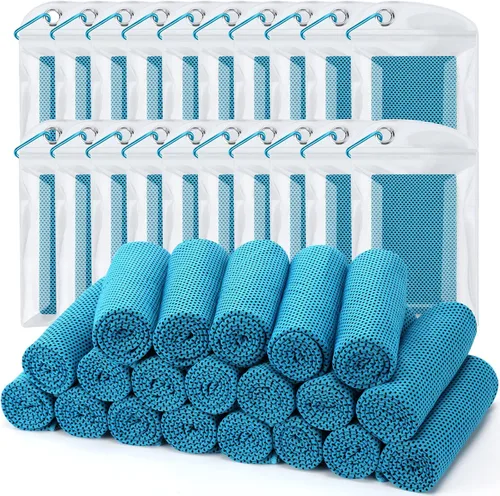 Miniatura 12 de Toalla de enfriamiento (paquete de 20, 40 x 12 pulgadas) con bolsas para deportes, entrenamiento, fitness, gimnasio, yoga, golf, pilates, viajes