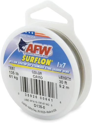 Miniatura 14 de Alambre de pesca americano Surflon recubierto de nailon 1x7 de acero inoxidable, línea líder de pesca para agua salada, prueba de 10 libras - prueba