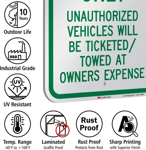 Miniatura 7 de SmartSign Letrero "Solo estacionamiento para clientes: vehículos no autorizados con boletos/remolcados" 12 x 18 pulgadas, aluminio reflectante