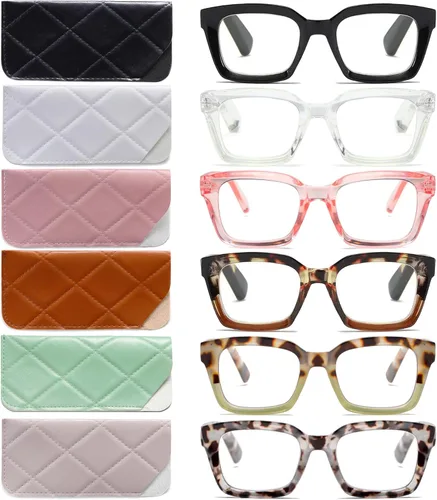 Miniatura 12 de Lentes de lectura cuadrados de estilo moderno con bisagra de resorte, bloqueo de luz azul para hombres y mujeres