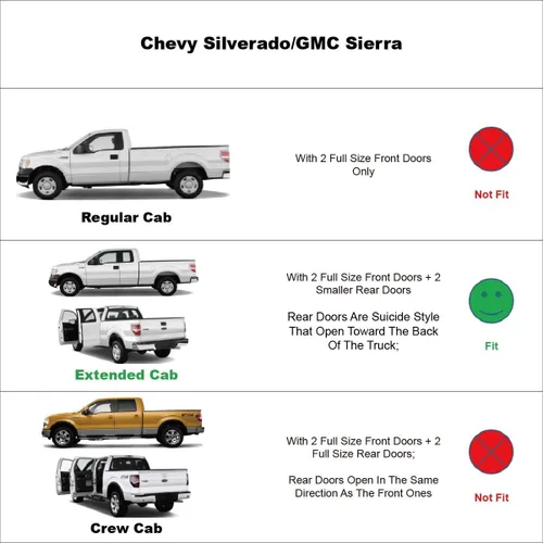 Miniatura 3 de 94044 Deflector de ventilación de viento para ventana lateral, 4 protectores de lluvia exterior para Chevy Silverado/GMC Sierra 1500,01-06