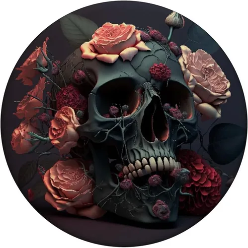Miniatura 3 de Calavera y rosas floral negro oscuro gótico calavera de terror PopSockets intercambiables PopGrip