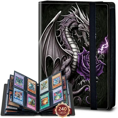 Miniatura 55 de Rossy Carpeta de tarjetas con 4 bolsillos, carpeta de tarjetas intercambiables, álbum de colección de tarjetas, para 160 tarjetas, carpeta
