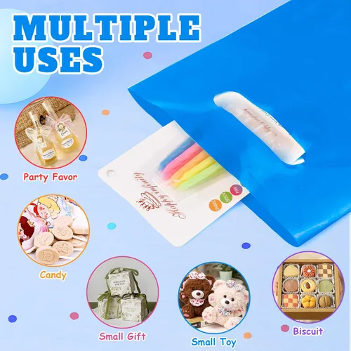 Miniatura 6 de ANZNKU 100 bolsas de regalo pequeñas multicolor con asa para dulces, muestras de bocadillos, manualidades, bolsa de regalo de plástico a granel