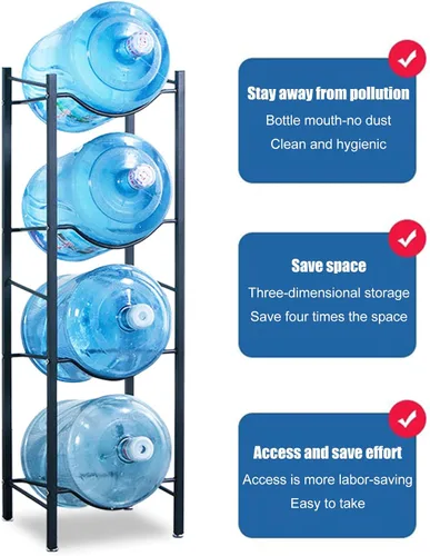 Miniatura 5 de Soporte para jarra de agua de 5 galones, estante de almacenamiento para botellas de agua, estante de soporte para contenedor de agua, organizador
