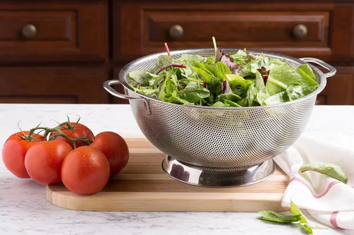 Miniatura 5 de Bellemain Colador de metal de 3 cuartos de galón con asa Pasta, espaguetis, bayas, frutas, verduras, cesta coladora de alimentos de cocina