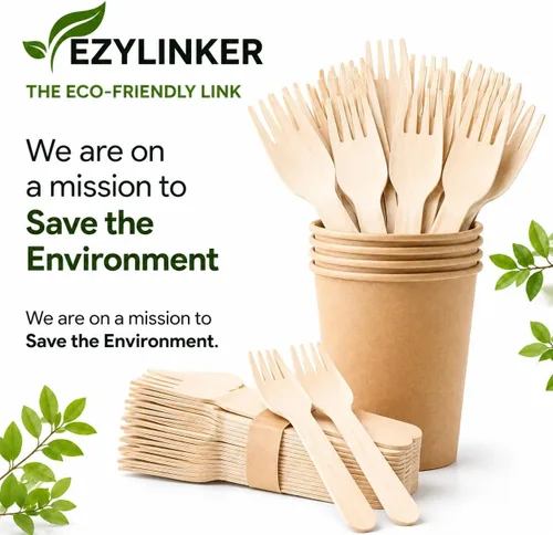 Miniatura 5 de Juego de 500 tenedores de madera desechables, alternativos a los tenedores de plástico y bambú, ecológicos, biodegradables y compostables, juego