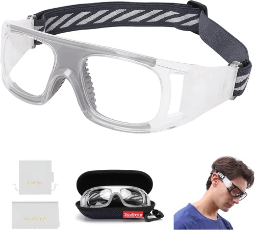 Miniatura 18 de SooGree Sports Glasses - Racquetball Goggles Basketball Football Eye Protective Almohadilla de nariz blanca con marco gris G8042